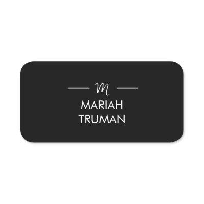 Monogram Gold Gray | Minimalist Elegant Modern Nam Name Tag