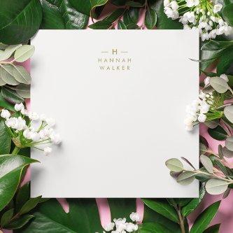 Monogram Gold Gray | Minimalist Elegant Modern Note Card