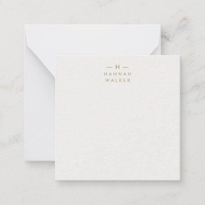Monogram Gold Gray | Minimalist Elegant Modern Note Card