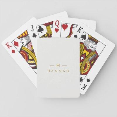 Monogram Gold Gray | Minimalist Elegant Modern Playing Cards