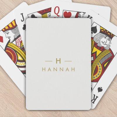 Monogram Gold Gray | Minimalist Elegant Modern Poker Cards