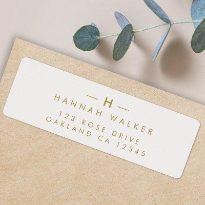 Monogram Gold Gray | Minimalist Return Address Label