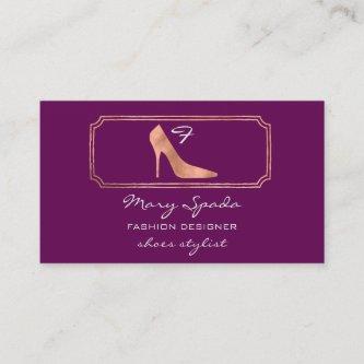 Monogram Golden Shoes Heels Logo Shop QR Purple