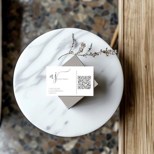 Monogram Grey and white QR code