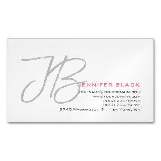 Monogram Grey White Plain Calligraphy Script  Magnet