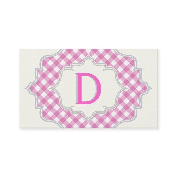 Monogram in a frame with pink, white gingham