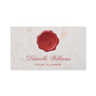 Monogram in Wax Seal on White Marble Red Script