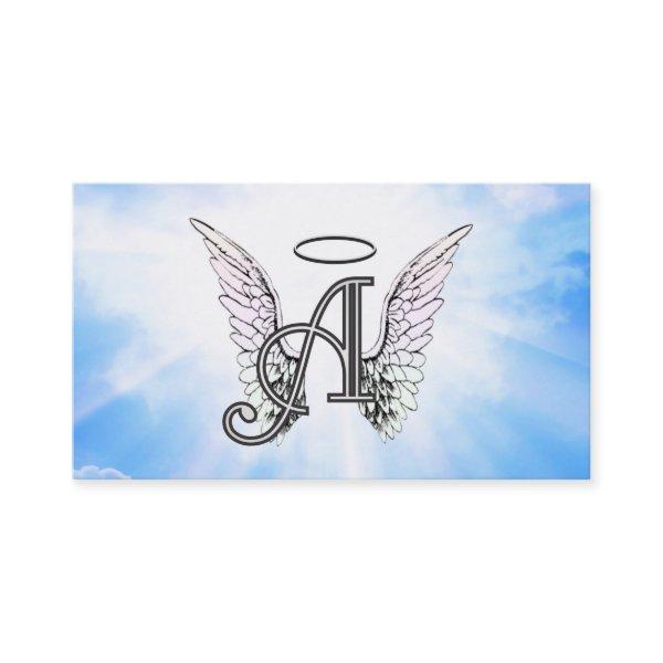 Monogram Initial A, Angel Wings & Halo w/ Clouds
