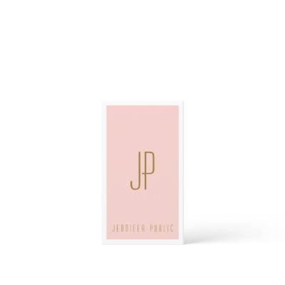 Monogram Initial Blush Pink Gold Vertical Modern