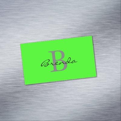 Monogram Initials Neon Green Colorful Custom Name  Magnet