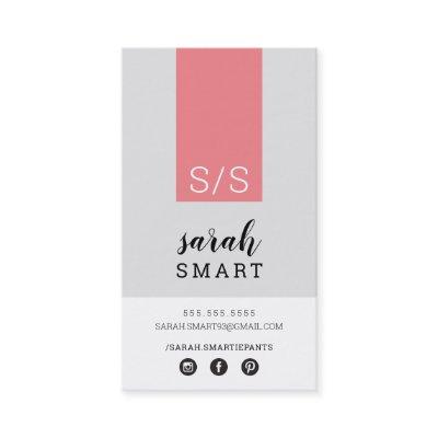 MONOGRAM INITIALS tab modern black coral gray