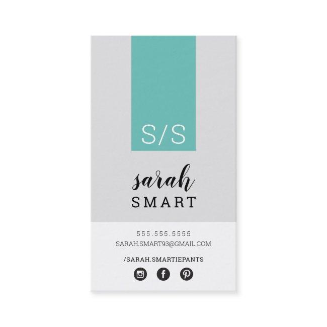 MONOGRAM INITIALS tab modern jade black white