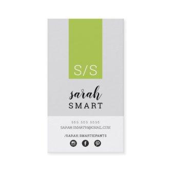 MONOGRAM INITIALS tab modern lime green black gray