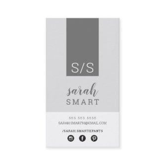 MONOGRAM INITIALS tab modern monochrome gray