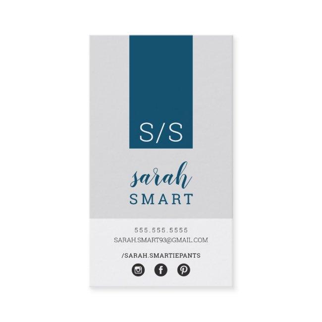 MONOGRAM INITIALS tab modern navy gray white