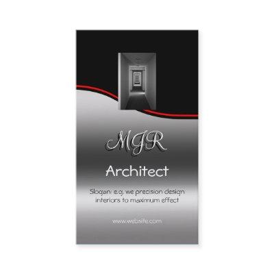 Monogram, Interior Design Architect, red swoosh
