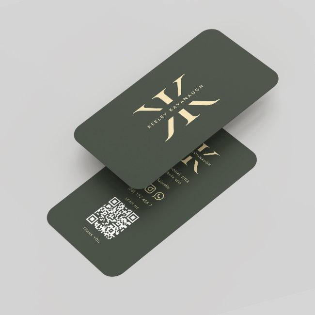 Monogram K Professional Dark Green Gold Modern