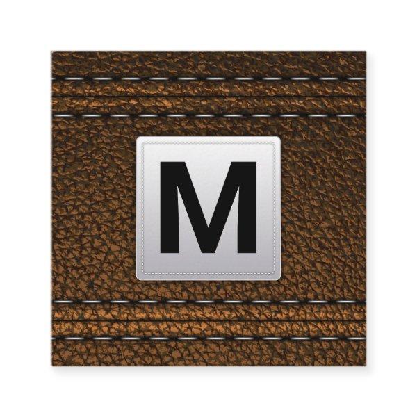 Monogram | Leather Background Square