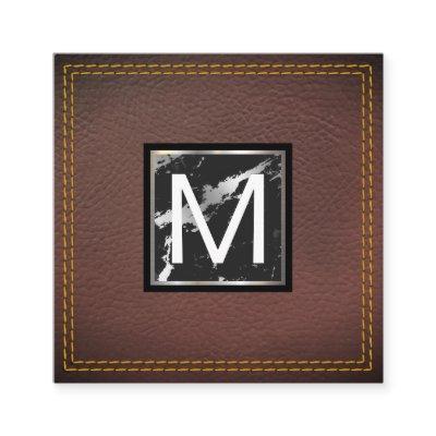 Monogram | Leather | Marble Metal Trim Square