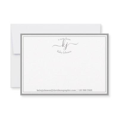 Monogram Light Gray From The Desk Of Note Card