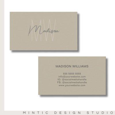 Monogram Logo Beige Modern Minimalist