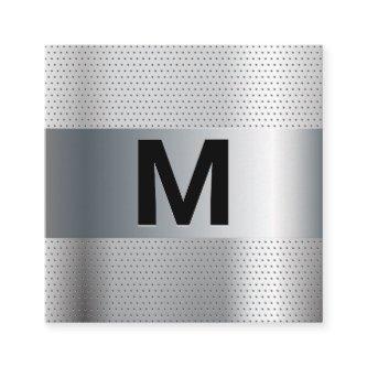 Monogram | Metallic Perforated Background Square