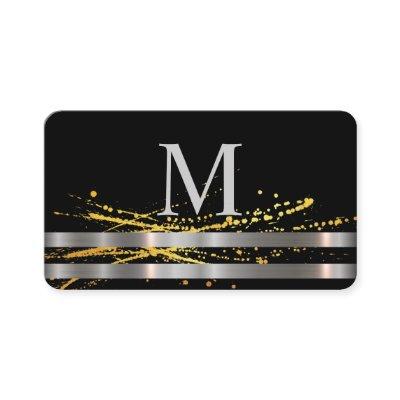 Monogram Metallic Silver Trim Gold Spatter