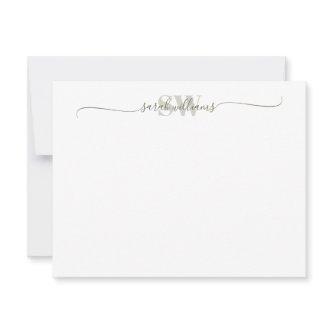 Monogram Modern Elegant Chic Script Name Note Card