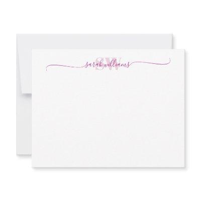 Monogram Modern Elegant Chic Script Name Note Card