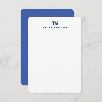 Monogram Modern Navy Blue Typography Note Card