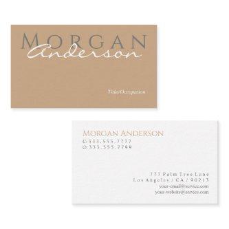 Monogram Name Title & Info, Tan Grey White