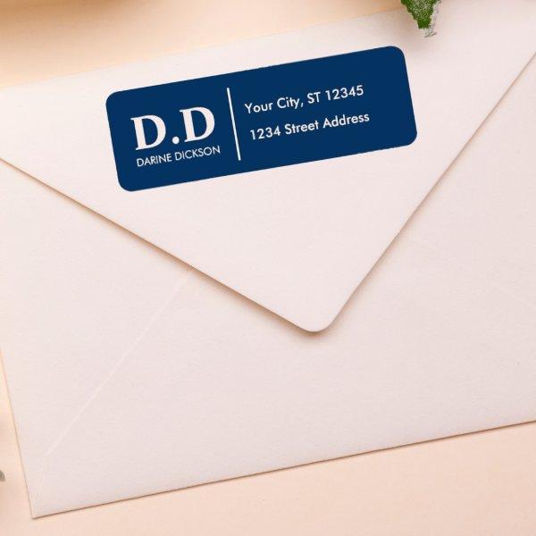 Monogram Navy Blue Business Mailing Return Address Label