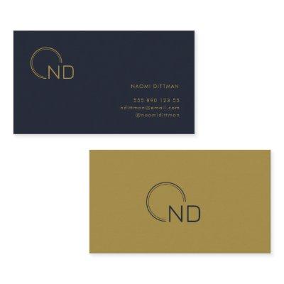 Monogram Navy Blue Gold Minimalist Personal