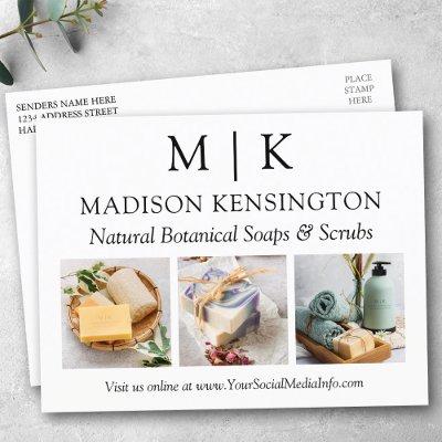Monogram or Add Logo Business 3 Photos Postcard