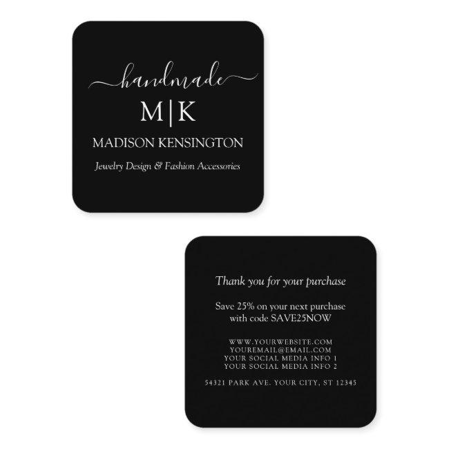 Monogram or Add Logo Business Handmade Insert Card