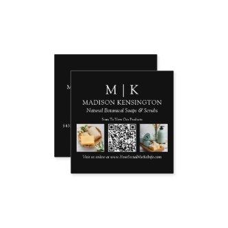 Monogram or Add Logo Business QR Code 2 Photo Square