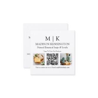 Monogram or Add Logo Business QR Code 2 Photos Square