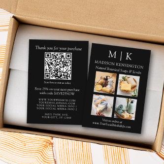 Monogram or Add Logo Business QR Code 4 Photo Enclosure Card