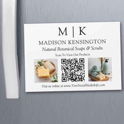 Monogram or Add Logo Photo Business QR Code Magnet