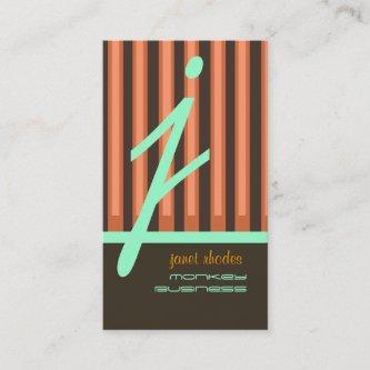 Monogram orange/chocolate/seafoam stripes