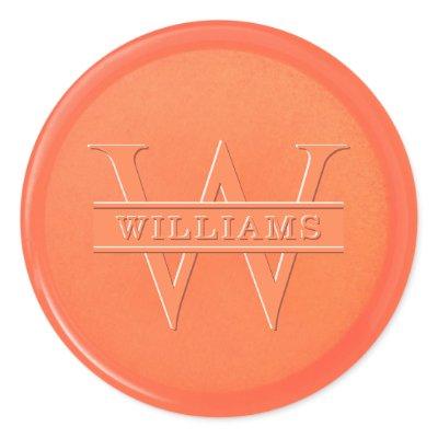 Monogram Orange Wax Seal Sticker