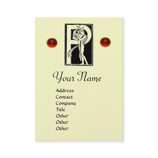 MONOGRAM P LETTER ANTIQUE FIGURE Black Ivory