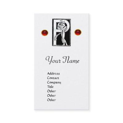 MONOGRAM P LETTER ANTIQUE FIGURE Black White