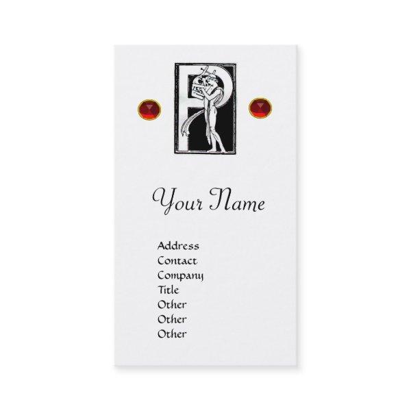 MONOGRAM P LETTER ANTIQUE FIGURE Black White