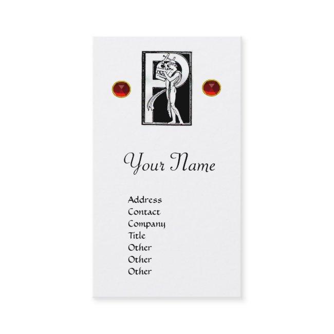 MONOGRAM P LETTER ANTIQUE FIGURE Black White