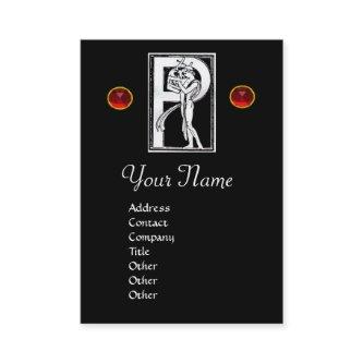 MONOGRAM P LETTER ANTIQUE FIGURE Black White