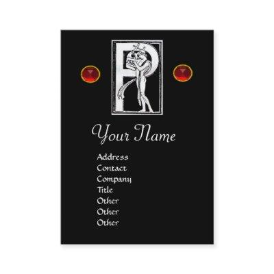 MONOGRAM P LETTER ANTIQUE FIGURE Black White