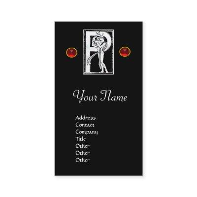 MONOGRAM P LETTER ANTIQUE FIGURE Black White