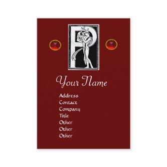 MONOGRAM P LETTER ANTIQUE FIGURE Red Black White