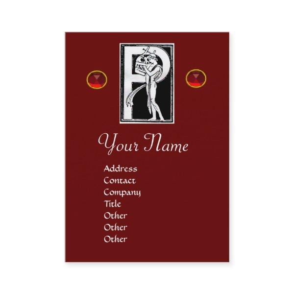 MONOGRAM P LETTER ANTIQUE FIGURE Red Black White